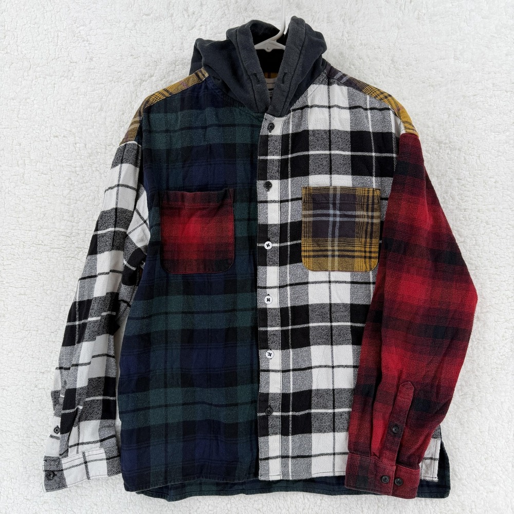 Urban Outfitters Jacket Mens Medium Multicolor Plaid Hooded Flannel Shacket